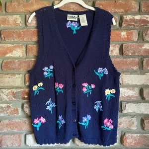 Northern Reflection Floral Sweater Vest Grannycore